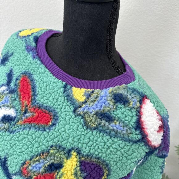 Disney Donald Duck Fuzzy Ugly Sweater Sweatshirt Adult Unisex Size Small Green - Picture 3 of 11